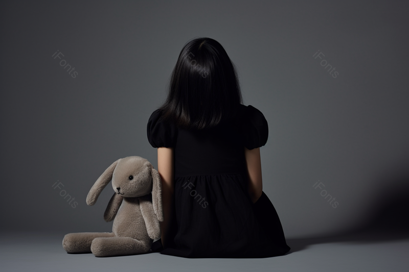 难过的儿童与玩偶的背影生活摄影,高清,摄影图,摄影图片,图片大全,摄影图免费下载